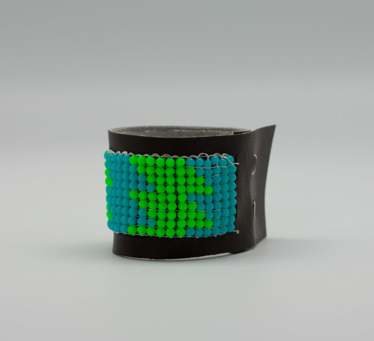 Beaded Leather Bracelet by Mia Janelle Reich. First place, three-dimensional art, ages 11 to 15. NFS.